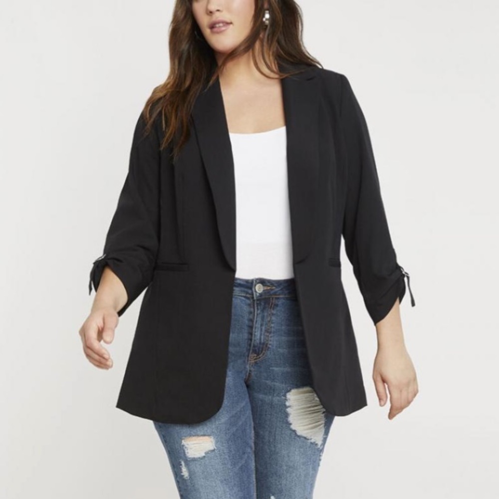 NEW Eloquii Alabama Open Front Blazer in Black